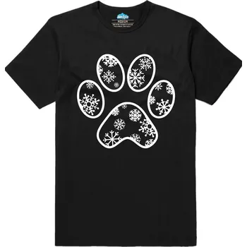 Pánské tričko Pánské tričko Otisk Psí Tlapky ve Sněhu (Velikost: 4XL, Barva: Černá)