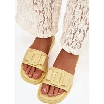 Dámské žabky Dámské nazouváky s nízkým podpatkem s přezkou Žluté Melivra 37