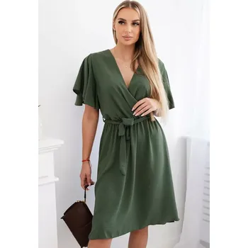 Dámské šaty Šaty s vrstveným výstřihem khaki UNI