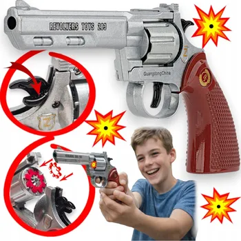 Dětská zbraň PISTOLE NA SLEPÉ NÁBOJE CELOKOVOVÝ REVOLVER ZVUKOVÝ TĚŽKÝ KOVOBOJ S BUBÍNKEM