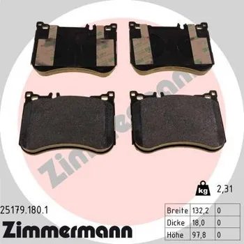 Brzdová destička Sada brzdových destiček, kotoučová brzda ZIMMERMANN 25179.180.1