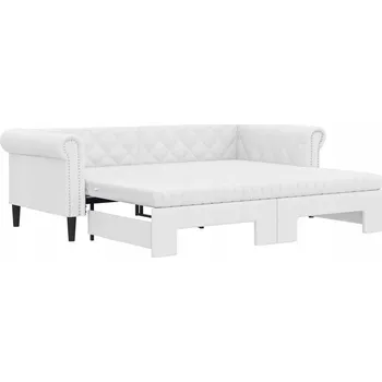 Pohovka Rozkládací pohovka s funkcí lůžka 2 v 1, bílá, 235 x 100 x 68 cm, po rozložení 192,5 cm