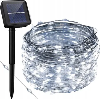 Venkovní osvětlení Solární zahradní světla drát 100 LED IP44 Studená bílá Solární girlanda 10m