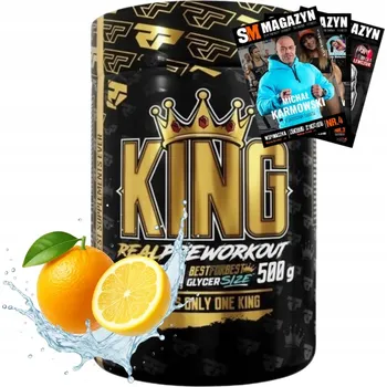 Anabolizér Předtréninkový stimulant s kofeinem Real Pharm KING Pre-Workout 500g příchuť CITRON-POMERANČ