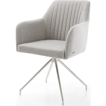 Jídelní židle DELIFE Jídelní židle Greg-Flex Stripes světle šedá křížová podnož zúžená nerezová ocel taštičkové pružiny