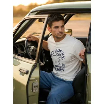 Pánské oblečení Sinsay - Bavlněná košilka s potiskem - krémová - 254HL-01X - 254HL-01X-XL