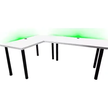 Kancelářská sestava Psací Stůl Rohovy Pro Hráča 136cm Model 2 Bily Nízký