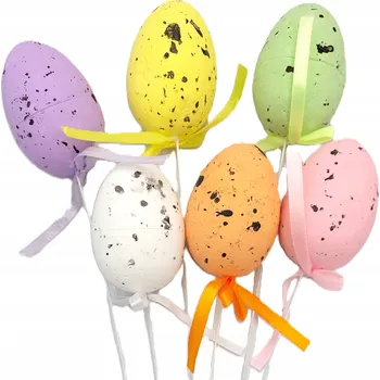 Velikonoční dekorace Velikonoční vajíčka na drátku - pastelové barvy, 7 cm, 6 ks