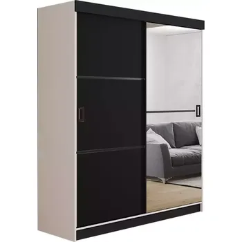 Kancelářská sestava Skříň Retro 138 2l Bílý / Přední Černá