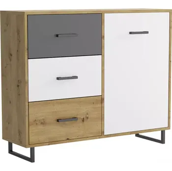 Kancelářská sestava Komoda Bari 3s 1f Oak Artisan/Grafitová/Bílá