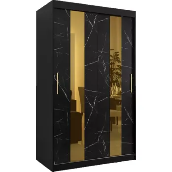 Předsíňová stěna Skříň Platinum Pole 120 černá mramor/černá