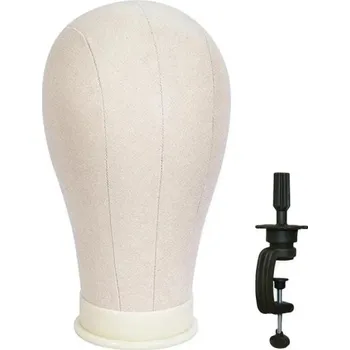 Kadeřnické nůžky Stojan na paruky s držákem na stůl, obvod hlavy 55,88 cm Kvalitní plátno pro kadeřnické salony a domácí použití bílá