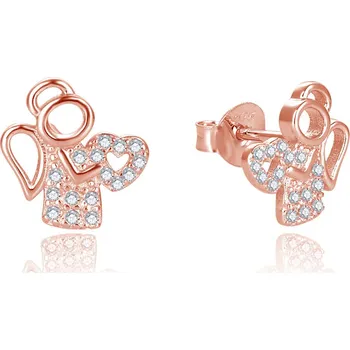 Náušnice Něžné bronzové náušnice andělíček AGUP2666-ROSE Beneto