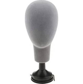 Kadeřnické nůžky Stojan na paruky s podstavcem 26 cm Výška, obvod hlavy 50 cm, vhodný na čepice, klobouky, kadeřnické salóny i domácí použití šedá