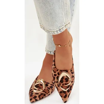 Dámské žabky Dámské pantofle Mule s ozdobným zlatým detailem Panterka Galvella 39