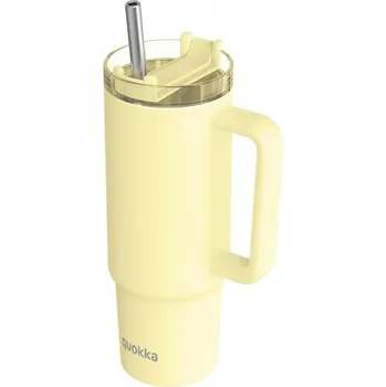 Termohrnek QUOKKA Nerezový termohrnek s brčkem Vibe Pastel Yellow 880 ml