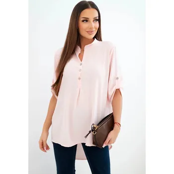 Dámská halenka Halenka s delším zadním dílem světlá pudrová růžová UNI