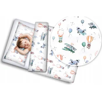 Povlečení Dětské bavlněné povlečení do postýlky 120x90 cm BABYMAM PREMIUM - Let balónem