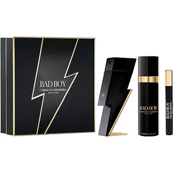 Kosmetika Carolina Herrera Bad Boy Dárková sada, Eau de Toilette 100ml + Eau de Toilette 10ml + Deodorant 100ml - poškozený obal