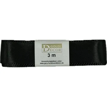 Stuha Stuha taftová Deep Black černá 25mm x 3m (7,-Kč/m) (Stuha taftová, barva černá, oboustranná, tkaním zesílené okraje, skládaná)