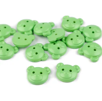 Knoflík Knoflík dětský velikost 34" medvídek, střední, 5 zelená past.sv.