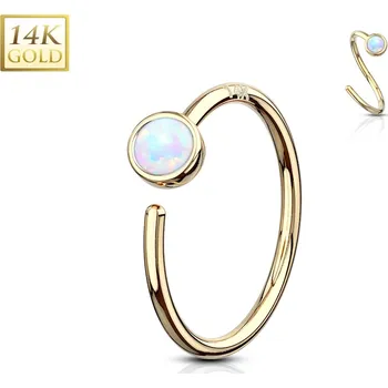 Piercing Šperky4U Zlatý piercing - kruh, bílý opál, Au 585/1000 - ZL01179WH-YG