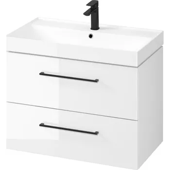 Koupelnový nábytek Cersanit Larga, koupelnová skříňka s umyvadlem 80x45x65 cm, bílá lesklá, S801-438