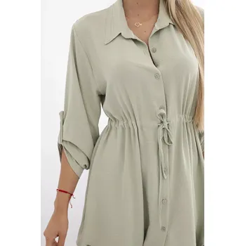 Dámské šaty Šaty se zapínáním na knoflíky a zavazováním v pase tmavá máta UNI