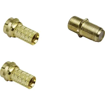 Elektrická zásuvka BKL Electronic 0403532 Sada F spojek Pozlacený Připojení kabelu: F zástrčka, F zásuvka, F zásuvka, F zástrčka Průměr lanka: 7 mm 1 sada
