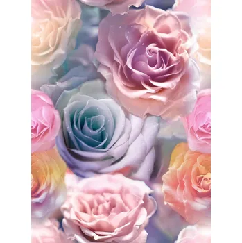 Velurové potahové látky s potiskem, Růže Multibarevné
