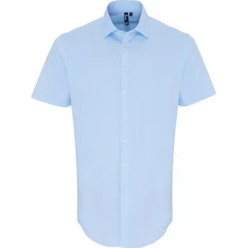Pánská košile Premier Košile PR246, elastická, popelínová, krátký rukáv COT39024657304-pale blue XL Modrá světlá