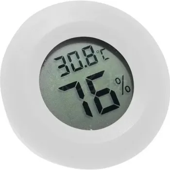 Kuchyňský teploměr Kulatý digitální teploměr a vlhkoměr 45 mm pro terária a akvária bez vody s LCD displejem a baterií pro sledování teploty a vlhkosti bílá