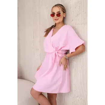 Dámské šaty Mušelínové šaty s pasem světle růžová UNI