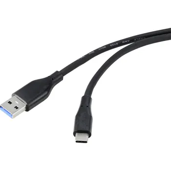 elektrický kabel Renkforce USB kabel USB 3.2 Gen1 USB-A zástrčka, USB-C ® zástrčka 2.00 m černá PVC plášť, flexibilní provedení RF-4995176