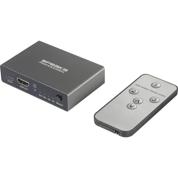 SpeaKa Professional SP-HDS-210 3 porty HDMI přepínač UHD 8K -at- 60 Hz, UHD 4K -at- 120 Hz