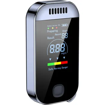 Alkohol tester Přenosný alkohol tester 3,08 x 1,3 x 5,7 cm LCD displej Dechový analyzátor pro domácí použití USB-C nabíjení s možností připnutí na klíče