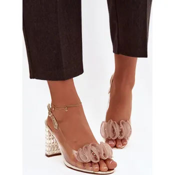 Dámská obuv Sandály na podpatku s krystaly D&A MR52-237 zlaté 41