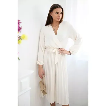 Dámské šaty Šaty se svázaným plisovaným lemem světle béžová UNI