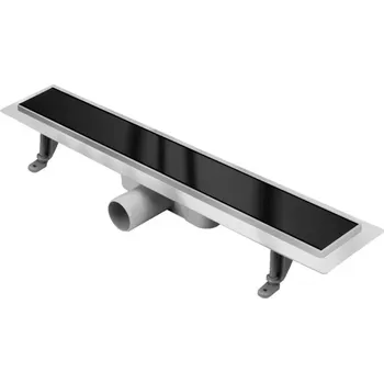 Odvodňovací žlab Liniové odvodnění sprchový žlab Inox cèrné sklo 600