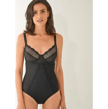 Body Blancheporte Tvarující krajkové body s kosticemi černá 85C