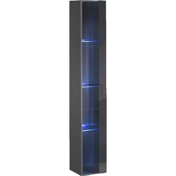 Vinotéka Vitrína závesná Switch sklo WW1 grafitová + LED