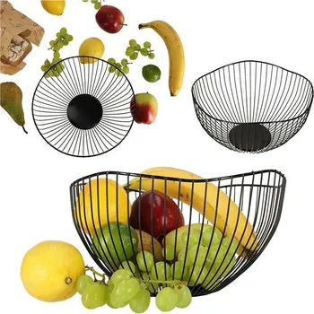 Dóza na potraviny Košík na ovoce drátěný, kovový, černý