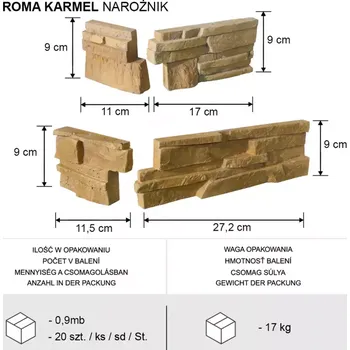 Obklad Rohový kámen Roma carmel bal=0,9mb