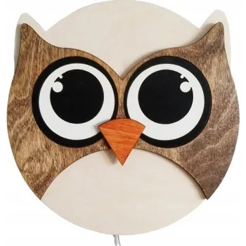Lampička Noční lampa LED dřevěná pro děti SOVA, hnědá dřevěná lampička SOVA