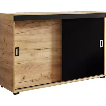 Kancelářská sestava Komoda Retro 140 Craft/Černá + Rukojeti Bílý I Černá