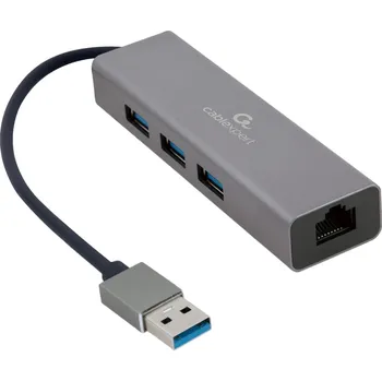 USB hub Gembird A-AMU3-LAN-01 Gembird USB AM Gigabit network adapter with 3-port USB 3.0 hub