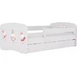 Dětská postel Babydreams+SZ+M bílá 70x140 Tančící králíčci