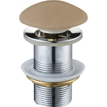 sítko a zátka do dřezu Mexen uzavíratelná kulatá umyvadlová odtoková zátka typu ClickClack, bez přepadu, capuccino matná keramická, 79910-64