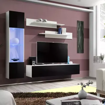 Obývací stěna Obývací Stěna Fly G+Sklo Černá /BILY Ws Fy G3