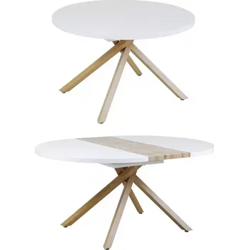 Jídelní set Stůl Virgo B10038a-120(160)X120 bílá/přírodní